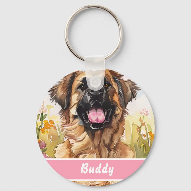 Leonberger Dog Tag – Custom Info Key Ring (Front)