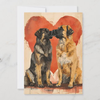 Leonberger dog Valentine's day  Holiday Card