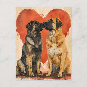 Leonberger dog Valentine's day  Postcard