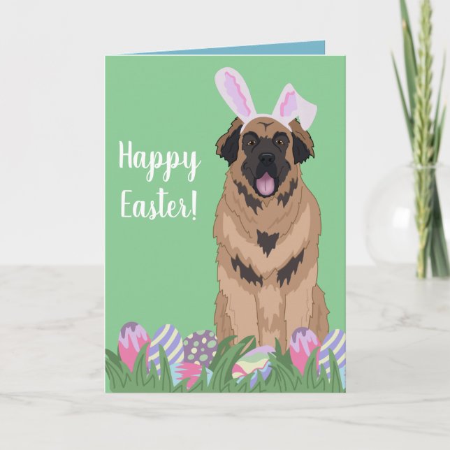 Leonberger Easter Bunny Card (Front)