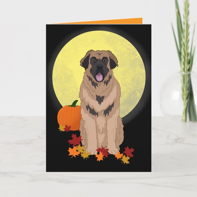 Leonberger Halloween Autumn Card (Front)