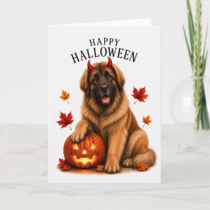 Leonberger Halloween Devil Dog Card