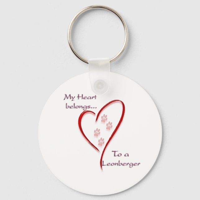 Leonberger Heart Belongs Key Ring (Front)