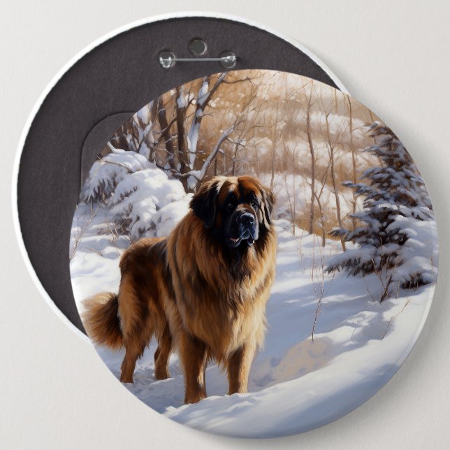 Leonberger Let It Snow Christmas 6 Cm Round Badge (Front & Back)