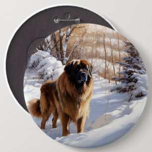 Leonberger Let It Snow Christmas 6 Cm Round Badge