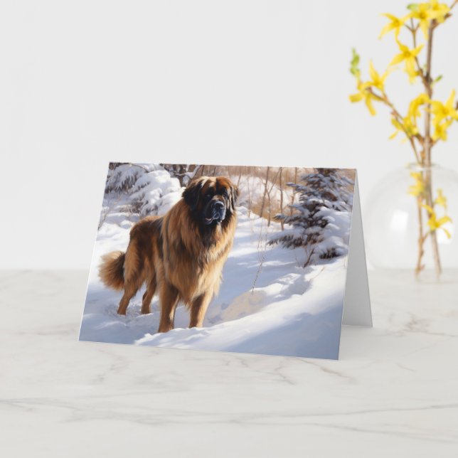 Leonberger Let It Snow Christmas Card (Yellow Flower)