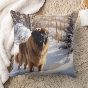 Leonberger Let It Snow Christmas Cushion