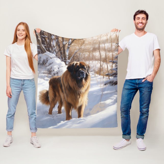 Leonberger Let It Snow Christmas Fleece Blanket (In Situ)
