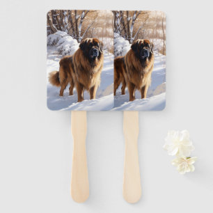 Leonberger Let It Snow Christmas Hand Fan