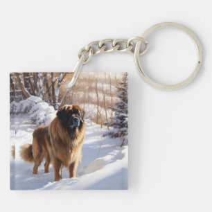 Leonberger Let It Snow Christmas Key Ring