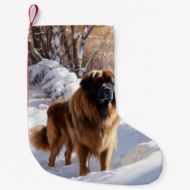 Leonberger Let It Snow Christmas Small Christmas Stocking (Front)