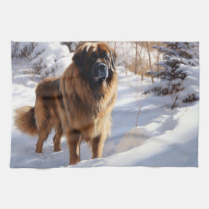Leonberger Let It Snow Christmas Tea Towel