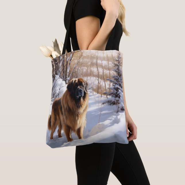 Leonberger Let It Snow Christmas Tote Bag (Close Up)