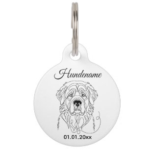 Leonberger Minimalist Line Art Personalized ID Tag