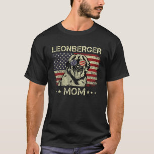 Leonberger Mom Dog  American Flag 4th Of July T-Shirt