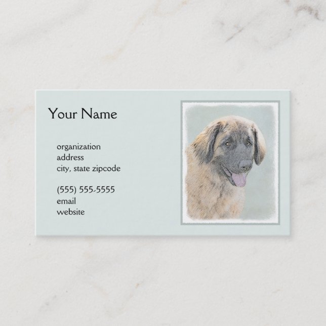 Leonberger Painting - Cute Original Dog Art Business Card (Front)