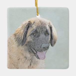 Leonberger Painting - Cute Original Dog Art Ceramic Ornament