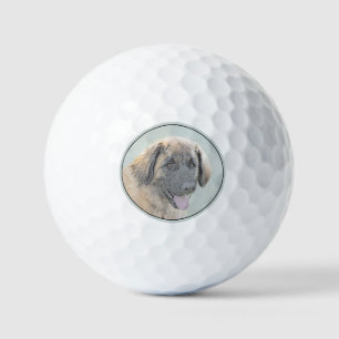 Leonberger Painting - Cute Original Dog Art Golf Balls