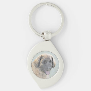 Leonberger Painting - Cute Original Dog Art Key Ring