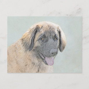 Leonberger Painting - Cute Original Dog Art Postcard