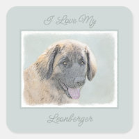 Leonberger Painting - Cute Original Dog Art Square