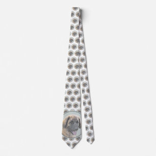 Leonberger Painting - Cute Original Dog Art Tie