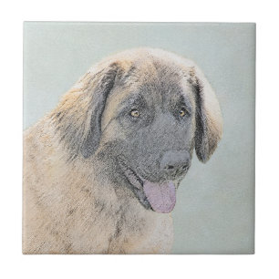 Leonberger Painting - Cute Original Dog Art Tile