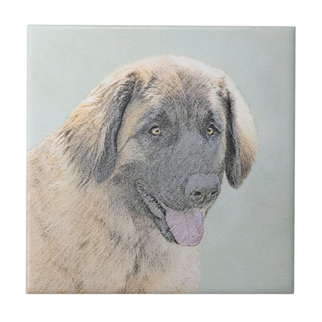 Leonberger Painting - Cute Original Dog Art Tile (Front)