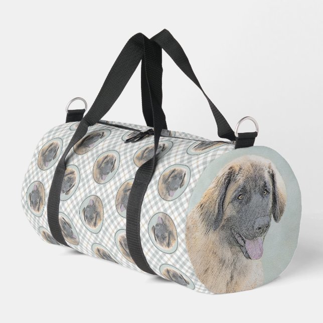 Leonberger Painting Leo Cute Original Pet Dog Art Duffle Bag (Left Corner)