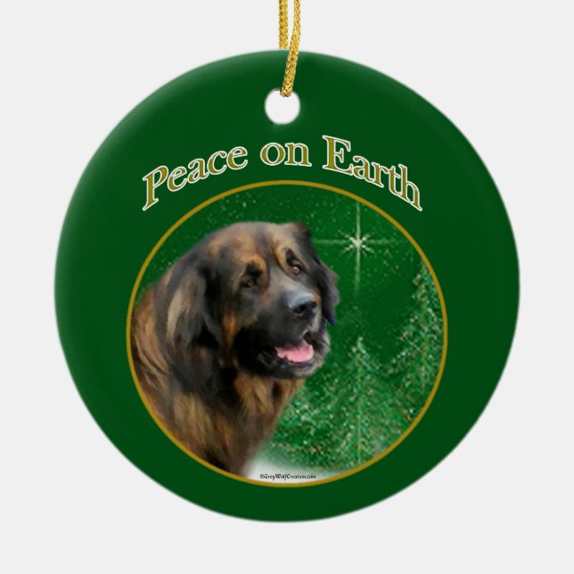 Leonberger Peace Ceramic Tree Decoration (Front)