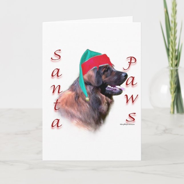 Leonberger Santa Paws Holiday Card (Front)