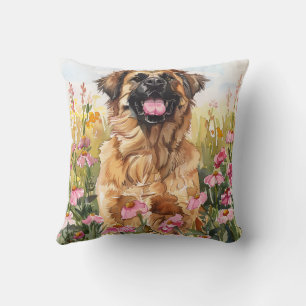 Leonberger Watercolor Throw Pillow