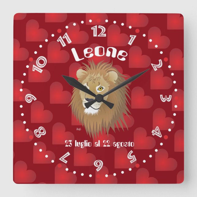 Leone 23 liglio-22 august Orologio Square Wall Clock (Front)