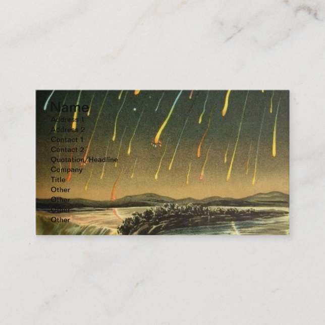 Leonid Meteor Storm Painting from 1883 Business Card (Front)