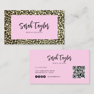 Leopad Print Script Beauty Brows Lash Artist  Business Card