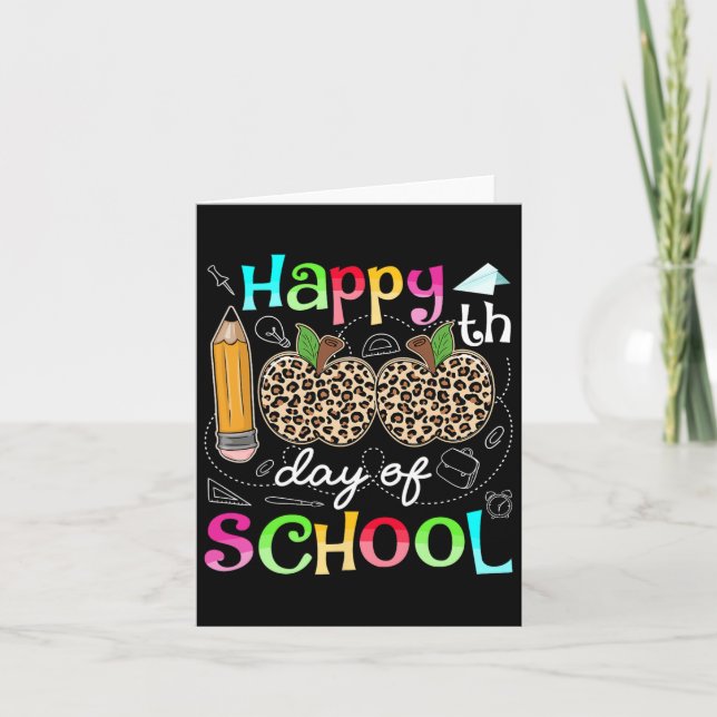 Leopard 100 Days Of School Teacher Student 100 Day Card (Front)