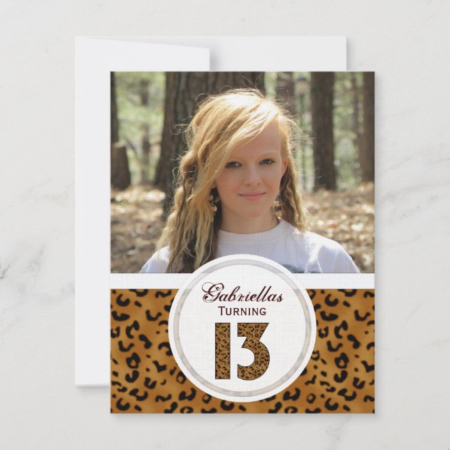 Leopard 13th Birthday: Picture:Party Invitation (Front)