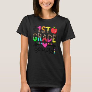 Leopard 1st First Grade Squad Teachers Kids Back T T-Shirt