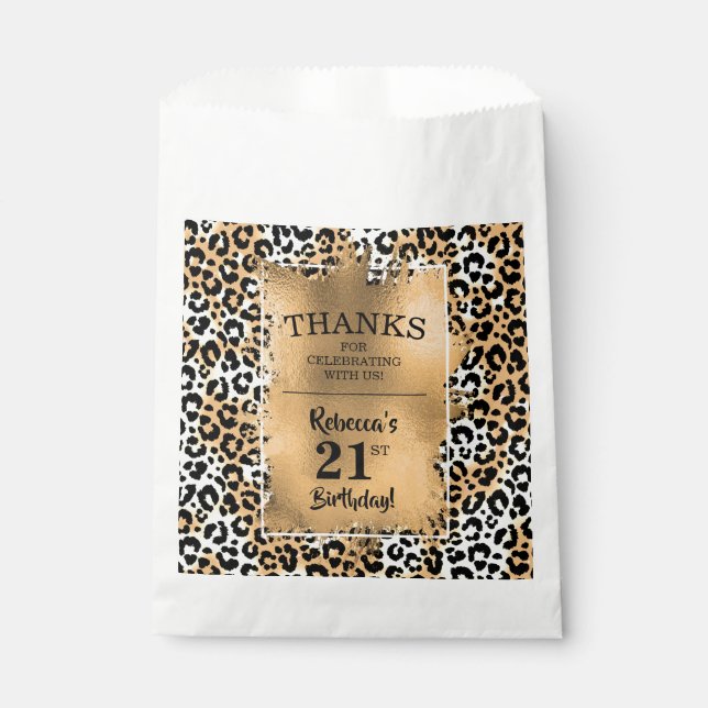 Leopard 21st Birthday Party Favour Bag (Front)