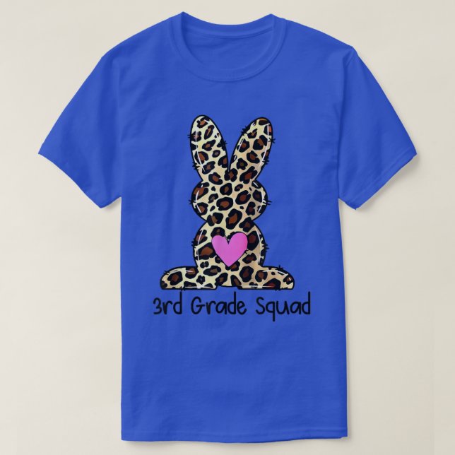 Leopard 3rd Grade Squad Easter Bunny Student Teach T-Shirt (Design Front)