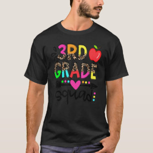 Leopard 3rd Third Grade Squad Teachers Kids Back T T-Shirt