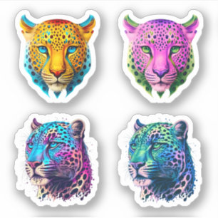 Leopard - 4 stickers pack - colorful