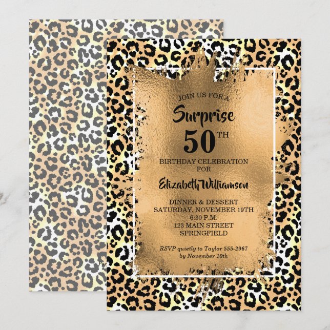 Leopard 50th Birthday Party Invitation (Front/Back)