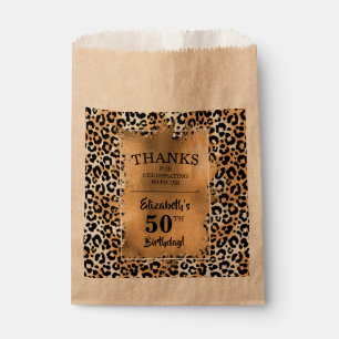 Leopard 50th Birthday Party Kraft Favour Bags