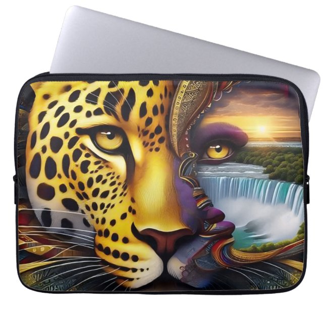 Leopard Abstract Art Laptop Sleeve (Front)