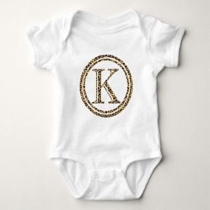leopard alphabet K Baby Bodysuit