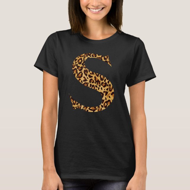 Leopard Alphabet S   School Teachers Students Kids T-Shirt (Front)