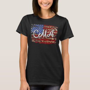 Leopard American Flag Cma Nurse Patriotic 4th Of J T-Shirt