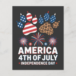 Leopard American Flag Hearts Cute 4th of July Flyer