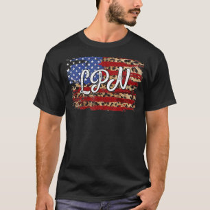 Leopard American Flag Lpn Nurse Patriotic 4th Of J T-Shirt